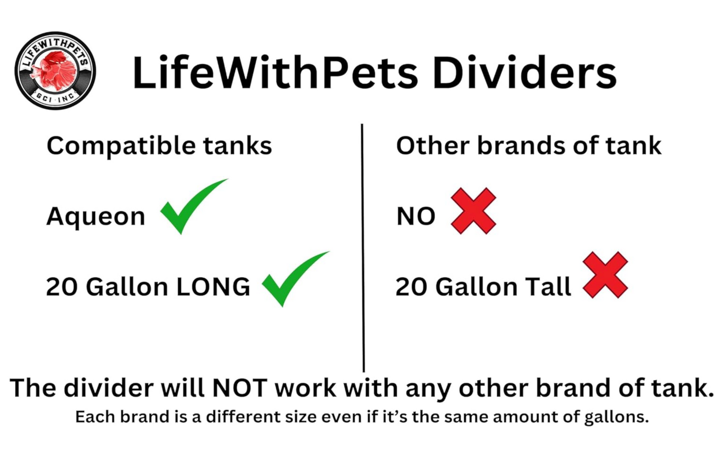 LifeWithPets 20 Gallon LONG fish Tank Divider